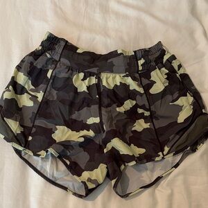 lululemon athletica Black and Green Camouflage Athletic Shorts